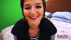 petite brunette kylie gags on monster cock with sloppy rimjob before swallowing cum