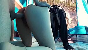hot indian stepsis bends over big ass for rough doggystyle pounding on camping trip