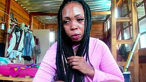 milf's huge ass squeezes into tight denim shorts over boots for fan tease