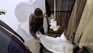 Petite stepdaughter's heist goes wrong and turns into daddy pounding her tight hole senseless!! 😈