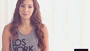 sexy milf model strips big round ass in black stockings, teasing her shaved pussy slow