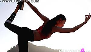 Stunning Natural Tits Babe Poses Naked After Ripping Clothes in Lingerie Striptease