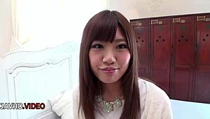 Chisa Hoshino Fingers Shaved Pussy Before Blowing Lover in Frenzy Fuck