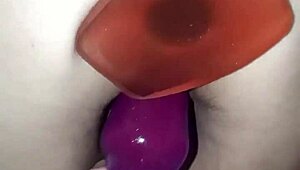 a safada tests toy in pussy but craves deep anal gaping 😈