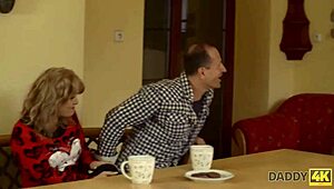 daddy4k two dazzling teens suck and fuck handsome daddy in living room threesome