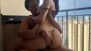 pawg brazilian flashes anal buttplug then gets fucked doggystyle at window