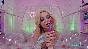 Omg hot blonde teen's tiny shaved pussy rides big cock deepthroat cowgirl swallow! 😱🍆💦
