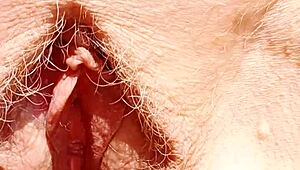 omg auntie's hairy huge pussy lips gape so wide flashing mature cunt close up you smell it