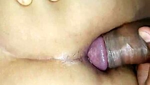 frontside pounding then backside anal with wife on bed