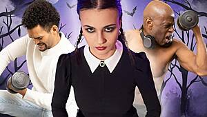 wednesday cheats on boyfriend riding big black cock like slutty pigtail teen