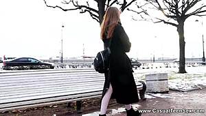 hey stranger, warmed up alita angel's shaved pussy for outdoor ride?