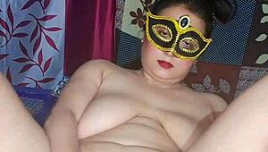 Chubby Indian Housewife Alisha Bhabhi Masturbates Juicy Hairy Pussy with Dildo Moaning