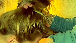 Closeup wet sloppy facefuck chokes cute slave deepthroat gagging!