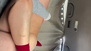 she shoves big dick in her pussy juices drip as someone peeks in car