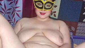 Chubby Indian Housewife Alisha Bhabhi Masturbates Juicy Hairy Pussy with Dildo Moaning