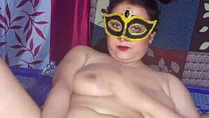 Chubby Indian Housewife Alisha Bhabhi Masturbates Juicy Hairy Pussy with Dildo Moaning