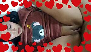 fucking my stepdaughter missionary style until creampie on her shaved pussy for valentines celebration