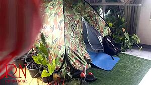 a nudist curvy milf lady gets bent over pussy fucked by stranger in camping nature with juicy big ass