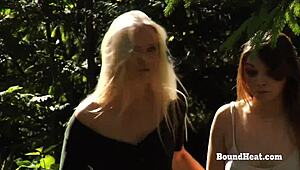 i chain up the bound lesbian slave and whip her hard in the garage