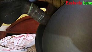 ebony amateur girl takes merciless pounding from huge black cock creampie finish