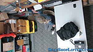 petite shoplifter caught and covered in hot cum blast