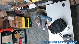 petite shoplifter caught and covered in hot cum blast