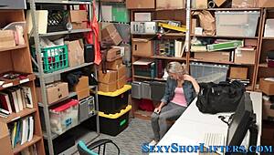 petite shoplifter caught and covered in hot cum blast