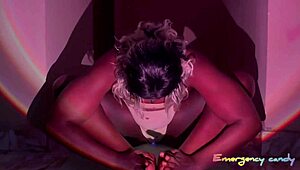 curvy ebony neighbor oils huge ass for pov yoga workout squats then squirts pussy juice on mat
