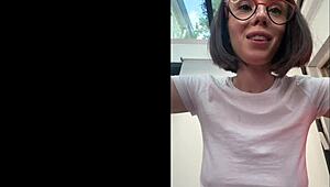 innocent-looking petite latina nerd rides her monster dildo to loud moans