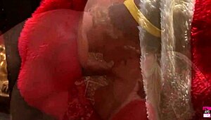 Naughty Big-Tit Blonde Fucks Santa Cosplay Guy Hard