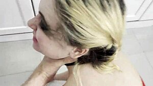 rough domination makes squirting girlfriend beg for anal in kitchen