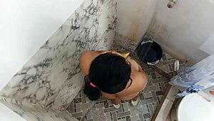 hot latina stepmom showers then fucks stepson hard with dirty big pussy