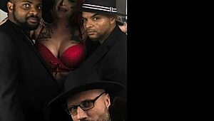 alexxa gets her big ass double penetrated and dp'd hard by three guys at the gangster party with blowjobs cum in mouth and interracial assfucking