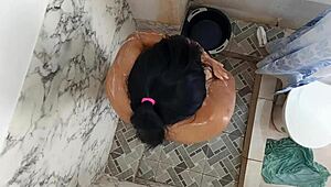 hot latina stepmom showers then fucks stepson hard with dirty big pussy