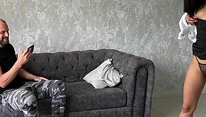 Skinny latina teen rims photographer then rides his monster cock backstage