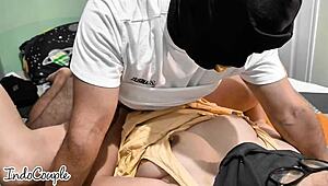 He bursts into stepsister's room bends her over fucks shaved pussy hard creampie