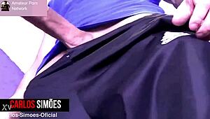 Tattooed hottie sits deep on huge thick cock!