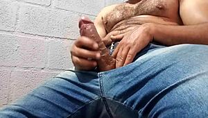 yuri gaucho hairy brazilian bear jerks huge cock for fan cumshot explosion 💦🐻