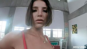 Busty lasirena69 has young cock sucking her big tits then slamming her pussy hard