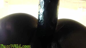 Miss Safire RIDES DILDO on Desk in Fishnets and Stockings