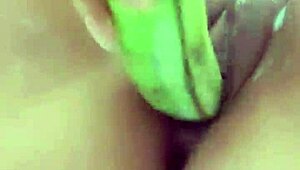 Colombian amateur shoves banana in pussy orgasms hard!