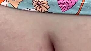 redhead pees soaking through hairy pussy lips closeup