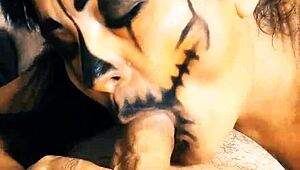 Halloween Monster Doll Sucks Unknown Men's Cum Straight Into Her Throat Till Last Drop