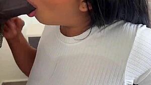 watch him devour this huge bbc dildo deepthroat style with his amateur latina girlfriend