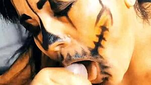 Halloween Monster Doll Sucks Unknown Men's Cum Straight Into Her Throat Till Last Drop