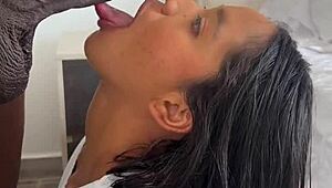watch him devour this huge bbc dildo deepthroat style with his amateur latina girlfriend