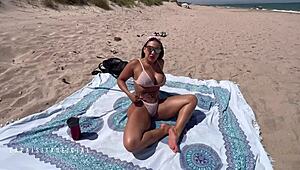 big-assed paisita turns a wanker's beach fantasy into reality shaking her curves