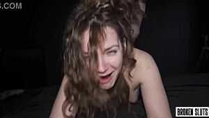 submissive slut eye rolls orgasms on big cock doggystyle cum