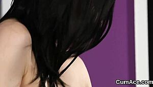 hungry babe kneels for bukkake blowbang swallowing every facial cumshot load