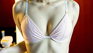 😏 blindfolded cute asian massage girl in lingerie panties gets sexy underwear tease